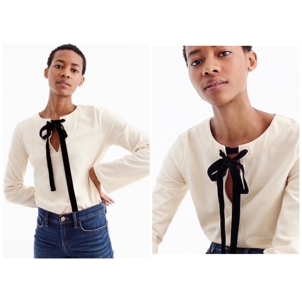 J. Crew Velvet Tie Front Top